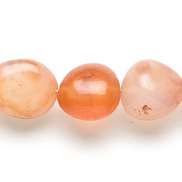 Bead, carnelian (dyed / heated), medium tumbled nugget, Mohs hardness 6-1/2 to 7. Sold per 15-1/2 to 16-inch strand. image number 0