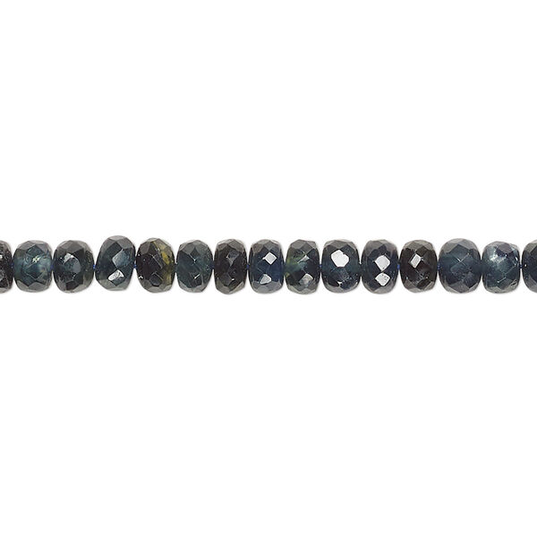 Green sapphire / blue sapphire 1pkg1, hand-cut faceted rondelle bead C grade, 14 inch 4x2mm-5x3mm image number 0