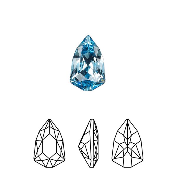 Fancy stone 1pk aquamarine foil back, Crystal Passions® 13.6x8.6mm trilliant 4707 image number 0