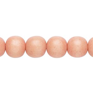 Bead 1pkg1, Taiwanese cheesewood (dyed / waxed), light orange, 9-10 round, 15-1/2 to 16 inches.