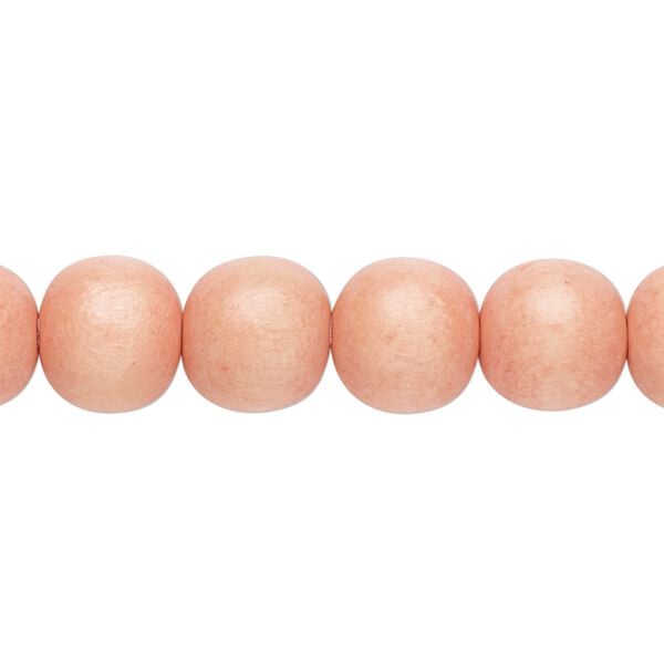 Bead 1pkg1, Taiwanese cheesewood (dyed / waxed), light orange, 9-10 round, 15-1/2 to 16 inches. image number 0