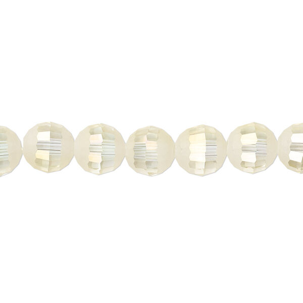 Bead 1pk 96 facets translucent crystal opal AB half-matte, Celestial Crystal® 8mm round 8 inch image number 0