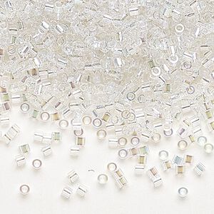 Seed bead, Delica®, glass, pkg/7.5g, #15 round, translucent rainbow crystal clear (DBS-0051).