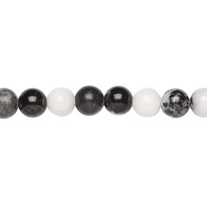 Zebra "jasper" (onyx marble) 1pkg1, round bead natural 15.5-16 inch 6mm