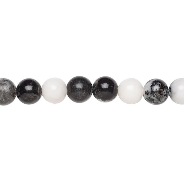 Zebra "jasper" (onyx marble) 1pkg1, round bead natural 15.5-16 inch 6mm image number 0