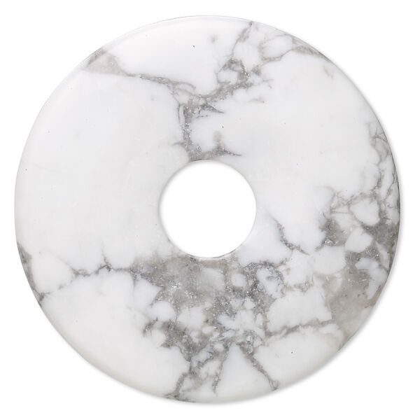 Focal, white howlite (natural), 50mm round donut, B grade, Mohs hardness 3 to 3-1/2. Sold individually. image number 0