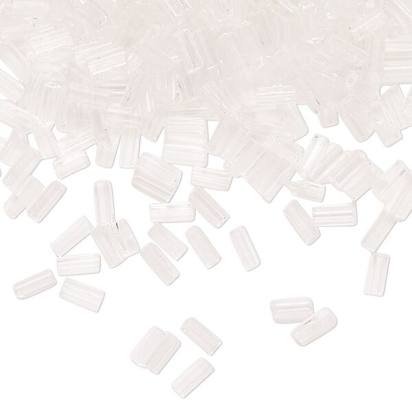 Bugle bead glass 1pk #2 round tube, 50 gram clear image number 0
