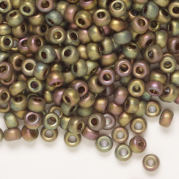 Seed bead, Miyuki, glass, 1pkg25g, #6 rocaille, opaque matte glazed luster bronze (RR-2035) image number 0