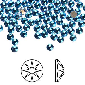 Flat back 144pk light sapphire shimmer foil back, Crystal Passions® 3-3.2mm rose round SS12 2088