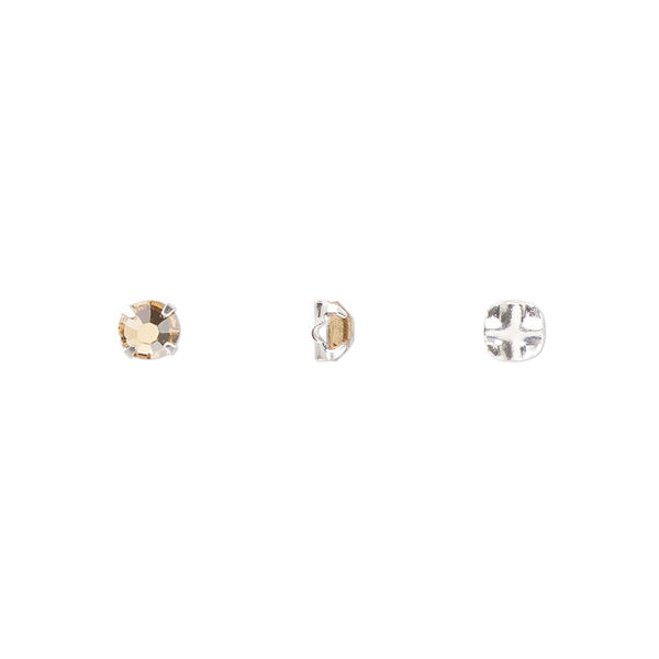 Bead 1440pk rose montees light Colorado topaz silver plate, Preciosa Czech crystal 3.8-4mm round SS16 image number 0