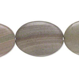 Marble 1pkg3, flat oval bead natural 40x30mm