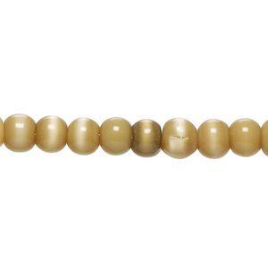Bead, cat's eye glass (fiber optic glass), khaki, 6x4mm-7x5mm rondelle. Sold per 14-inch strand, approximately 70 beads.