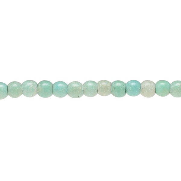 Bead, magnesite (dyed / stabilized), green, 4-5mm round, C grade, Mohs hardness 3-1/2 to 4. Sold per 16-inch strand. image number 0