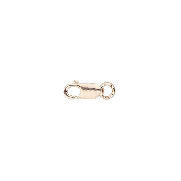 Clasp, lobster claw, 14Kt rose gold-filled, 8x3mm with jump ring. Sold per pkg of 5. image number 0