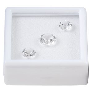 White topaz 1pkg3, hand-cut faceted round gem natural 8mm / 10mm