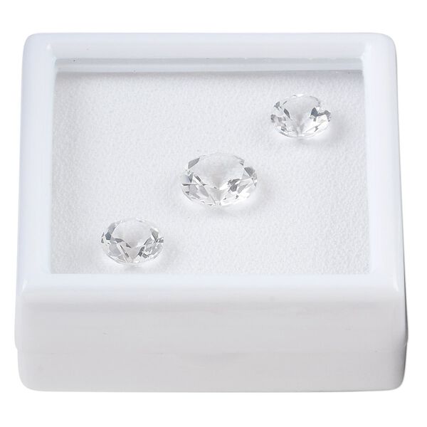 White topaz 1pkg3, hand-cut faceted round gem natural 8mm / 10mm image number 0