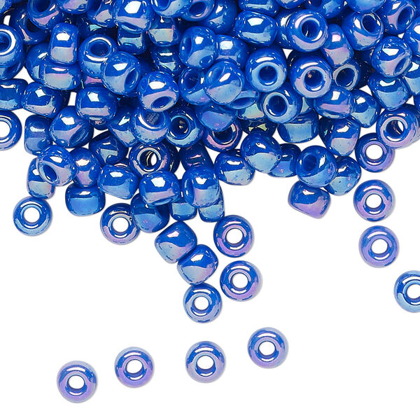 Seed bead, Miyuki, glass, pkg/25g, #6 rocaille, opaque rainbow cyan blue, (RR-483D). image number 0
