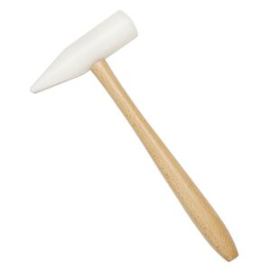 Hammer, nylon and wood, white, 10-1/2 inches with 1-1/4 inch wedge head. Sold individually.