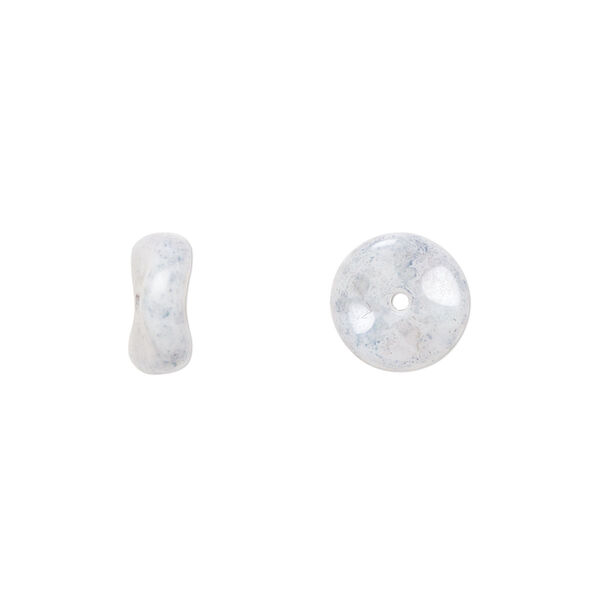 Bead, Czech pressed glass, light blue granite, 10x4mm rondelle. Sold per 15" to 16" strand. image number 0