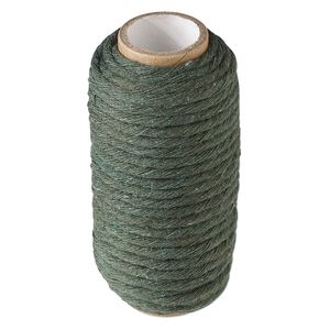 Cord, cotton, dark green, 3mm round. Sold per 10-yard spool.