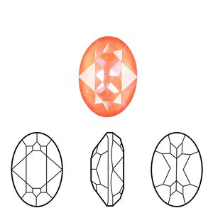 Fancy stone 1pk crystal ultra orange AB, Crystal Passions® 18x13mm oval 4120