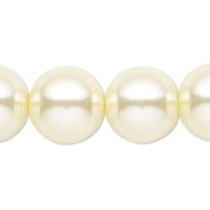 Bead, crystal pearl, light yellow, 16mm round. Sold per 15-1/2" to 16" strand, approximately 25 beads.