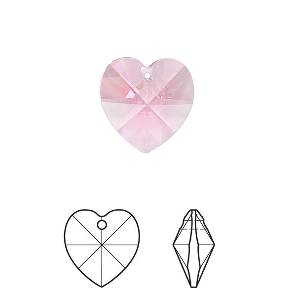 Drop 2pk rose, Crystal Passions® 14mm pendant heart 6228 image number 0