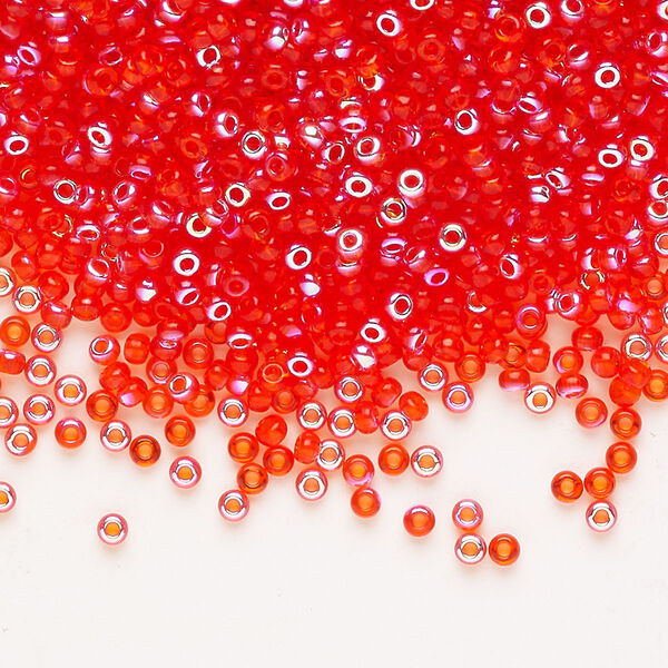 Glass 1pkg1, round seed bead translucent light red AB #11 100g image number 0