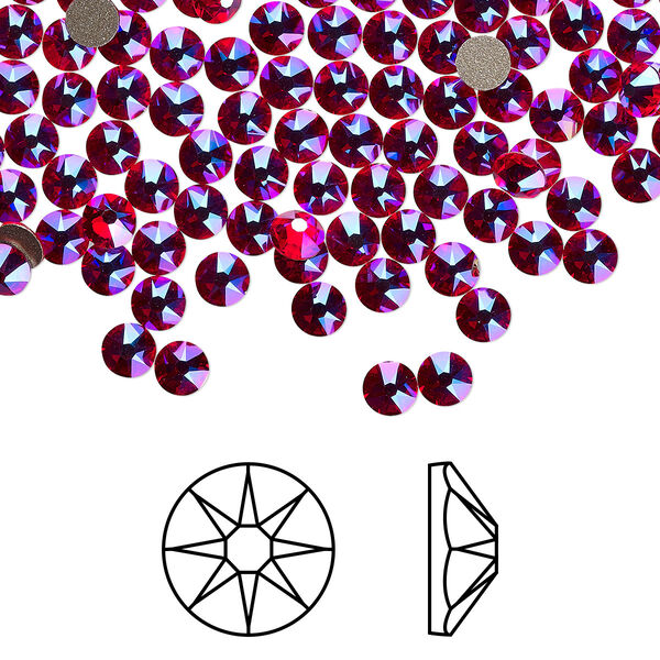 Flat back 1440pk light Siam shimmer foil back, Swarovski® 3-3.2mm rose round SS12 2088 image number 0