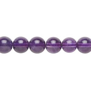 Amethyst 1pkg1, round bead natural 15.5-16 inch 8mm