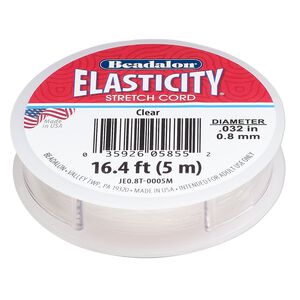 Cord, Beadalon® ELASTICITY®, elastic rubber, pkg/5m, 0.8mm diameter, clear.