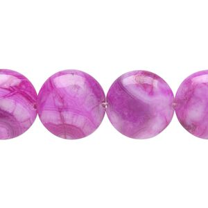 Crazy lace agate 1pkg1, puffed flat round bead 8 inch 16mm