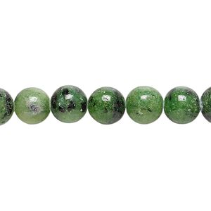 Ruby in zoisite 1pkg1, round bead natural 15.5-16 inch 8mm