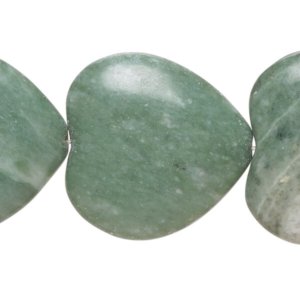 Green marble 1pkg1, puffed heart bead natural, 15 inch 27x25mm-29x28mm image number 0