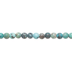 Turquoise 1pkg1, round bead 15 inch 3-4mm