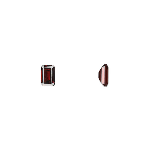 Gem, almandite garnet (natural), 6x4mm faceted emerald-cut, A grade, Mohs hardness 7 to 7-1/2. Sold per pkg of 2. image number 0