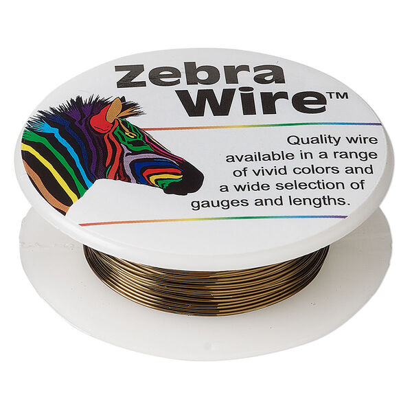 Wire, Zebra Wire™, color-coated copper, antique bronze, round, 24 gauge. Sold per 20-yard spool. image number 0