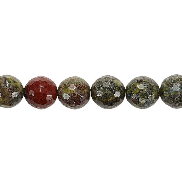 Bead, dragon blood jasper (natural), 8mm faceted round, B grade, Mohs hardness 6-1/2 to 7. Sold per 8-inch strand, approximately 20 beads. image number 0