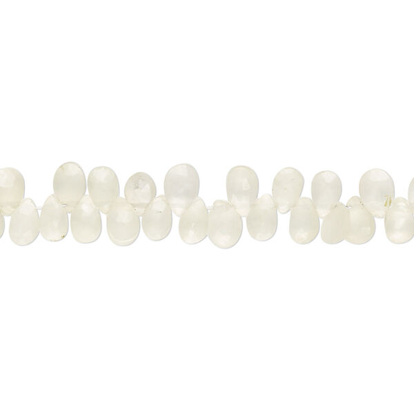 Bead, prehnite (natural), matte, 5x3mm-6x4mm hand-cut top-drilled faceted puffed teardrop with 0.4-1.4mm hole, C grade, Mohs hardness 6 to 6-1/2. Sold per 7-inch strand. image number 0