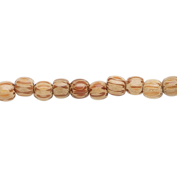 Bead, coconut palm wood (waxed), 4-5mm hand-cut round. Sold per pkg of (2) 15-1/2" to 16" strands. image number 0