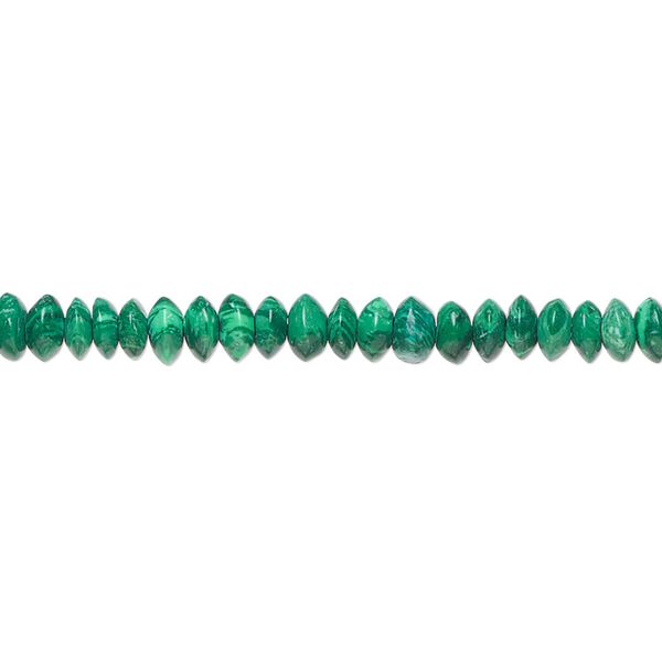 Bead, "malachite" (resin) (imitation), 4x2mm-5x3mm button. Sold per 15-1/2" to 16" strand. image number 0