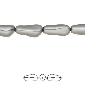 Pearl 10pk dark grey, Crystal Passions® 14x6mm baroque elongated 5844