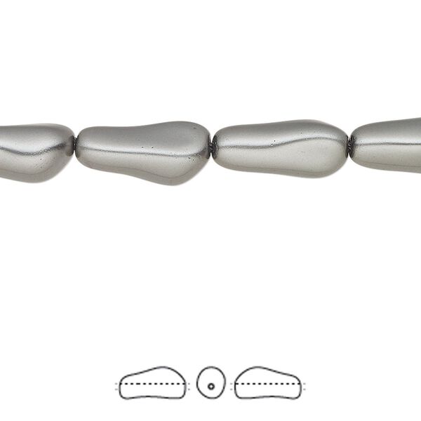 Pearl 10pk dark grey, Crystal Passions® 14x6mm baroque elongated 5844 image number 0
