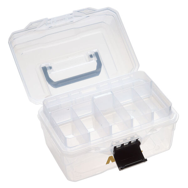 Organizer, ArtBin&reg; tarnish inhibitor 1pkg1, polypropylene, clear and black, 9 x 5-1/2 x 6-3/4 inches, organizer box with removable tray with 6 fixed compartments. image number 2