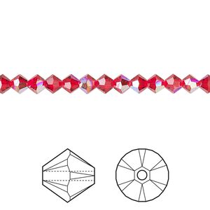 Bead 48pk light Siam AB, Crystal Passions® 4mm bicone 5328
