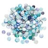 Mother-of-pearl shell 1pkg4oz, puffed flat round bead mix multi-blue 9-12mm image number 1