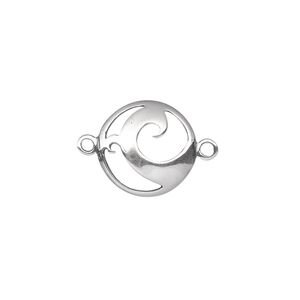 Link, sterling silver, 15mm single-sided domed round with swirl cutout design. Sold individually.