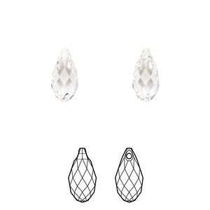 Briolette 2pk crystal, Crystal Passions® 11x5.5mm pendant drop 6010