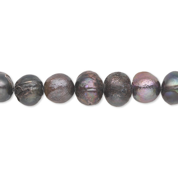 Pearl, cultured freshwater (dyed), peacock blue, 7-8mm semi-round, D grade, Mohs hardness 2-1/2 to 4. Sold per 15-inch strand. image number 0