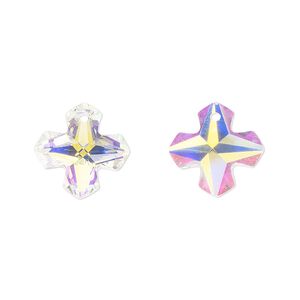 Drop 2pk crystal AB, Celestial Crystal® 14mm Greek cross